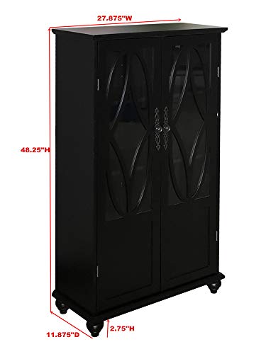 Kings Brand Furniture- Halswelle 2-Door Black Curio Bookcase Cabinet with Glass Doors