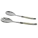 French Home Laguiole Connoisseur (Faux Ivory) Salad Servers 2 Piece Set — Stainless Steel Flatware Set — Salad Serving Utensils — Silverware Set Spoon and Fork Set — Dining Utensils Set
