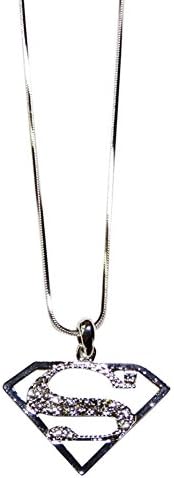 Rhinestone Superman Fashion Pendant Necklace Jewelry