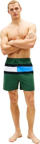 Herren Badeshorts Medium Drawstring mit Gesäßtasche, Grün (Street Green), L