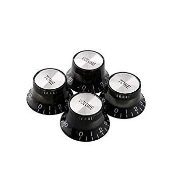 SimpleLife 2 Tone 2 VOLUME Guitar Control Knobs Silver Hat Bell Top For Gibson Les Paul SG