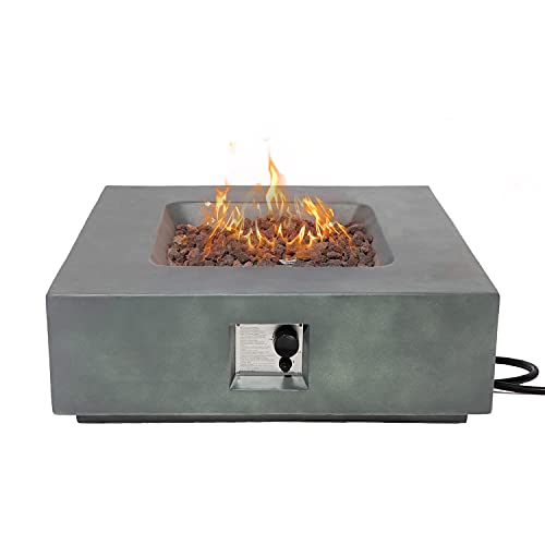 COSIEST Outdoor Propane Fire Pit Coffee Table w Square Faux Stone 35