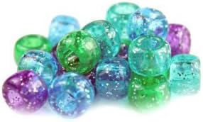 100 x Pony Beads 9mm x 6mm COOL SPARKLE MIX BUY 3 GET 1 FREE!! - Bracelets Braiding Loom Bands Dummy Clips Hair Colour Acrylic Plastic Barrel Round Jewellery Findings - Beads and Charms