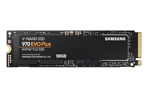 Samsung 970 EVO Plus NVMe M.2 SSD, 500 GB, PCIe 3.0, 3.500 MB/s Lesen, 3.200 MB/s Schreiben, Interne SSD für Gaming und Grafikbearbeitung, MZ-V7S500BW