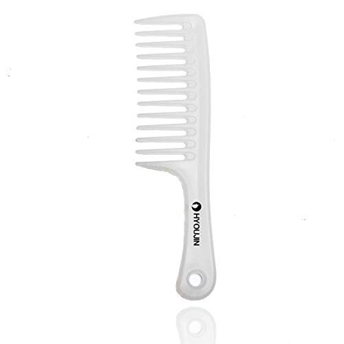 HYOUJIN White Wide Tooth Comb Detangling Hair Brush,Paddle Hair Comb,Care Handgrip Comb-Best Styling Comb for curly Long hair - Thumbnail 3