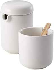 BonJour Ceramic Coffee and Tea Sugar and Creamer Set, Matte White