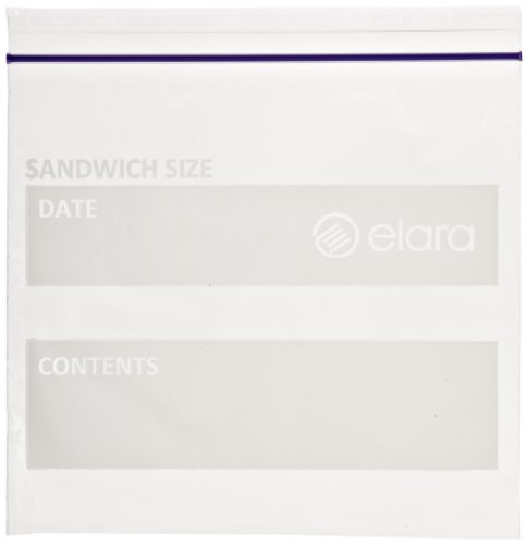 Elara PB-ZS500 Reclozables Double Zipper Resealable Poly Storage Bags, Double Track Zip Closure, Sandwich Size, Pint Capacity, 1.5 Mil, LDPE, Food Safe, BPA Free (Case of 500)