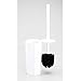 mDesign Modern Octangular Compact Freestanding Plastic Toilet Bowl Brush and Holder for Bathroom Storage and Organization - Space Saving, Sturdy, Deep Cleaning, Covered Brush - White