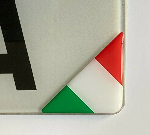 2 x 55mm Italian Flag Corner Number Plate Domed Stickers/Decals