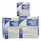Dukal Sterile Gauze Pads, 3x3, 12 Ply, 100 per Box, White
