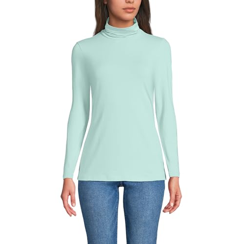 Lands' End Women's Jersey Knit Turtleneck X-Small Pale Sky at Amazon