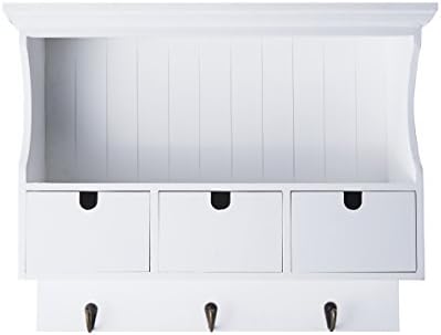 MELANNCO Bead Board Wall Storage Unit with Hooks Mount Shelf