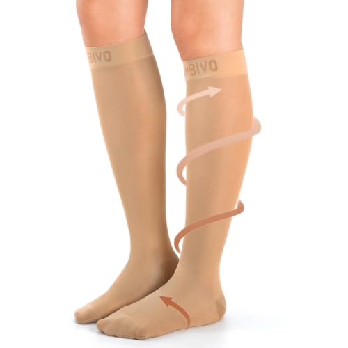 CAMBIVO Medias de Compresión 10-15 mmHg, Medias Hasta la Rodilla, Unisex | Calcetines de Compresion Mujer Hombre, Transparente Cómoda, Talón Reforzado, para Trabajo, Viaje, Oficina y Uso Diario