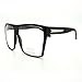 Black Silver Super Oversized Eyeglasses Flat Top Square Clear Lens Glasses Frames
