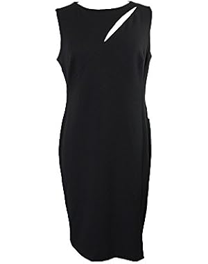 Women’s Sleeveless Round Sheath with Neck Cut Out and Side Slit,