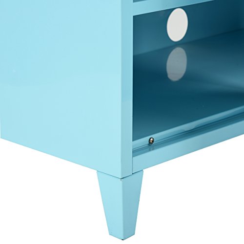 HouseinBox Office File Storage Metal Cabinet 3 Door Cupboard Locker Organizer Console Stand 3-in-1,Black (Blue)