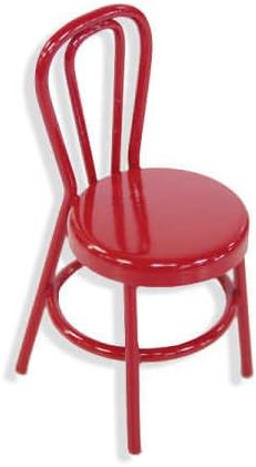 Set of 4 Miniature Red Metal Retro Style Cafe Chairs for Dollhouses, Favors, and Displays