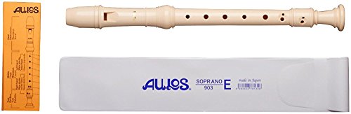 Aulos A903E Soprano 3-Piece Student Recorder with Vinyl Case and Fingering Chart