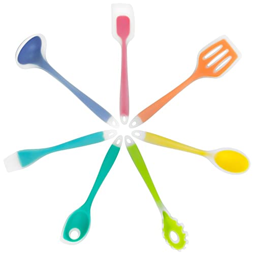 Silikon Rainbow Kitchen Utensils 7 Piece Silicone Cooking Tools Set