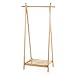 MyGift Entryway Bamboo Shoe and Coat Rack, Garment Storage Organizer Bar, Brown