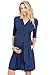 LaClef Women's Maternity Wrap Dress with Tie Waist Belt (Small, Navy)
