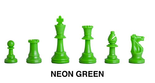 Regulation Colored Plastic Chessmen - Neon Green - by US Chess Federation