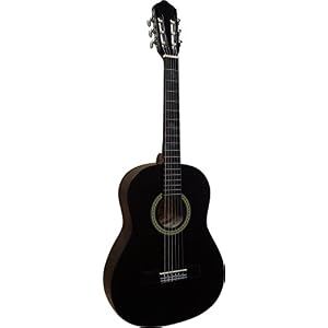 34-GITARRE-KONZERTGITARRE-IM-SET-CLASSIC-SCHWARZ-DECKE-LINDENHOLZ-TASCHE-BAND-SAITEN-3xPIK-STIMMGERT-ET33B-C5