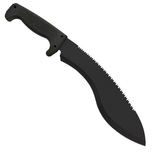 SOG SOGfari Kukri Machete MC11N Hardcased Black 12"" Blade w/ Saw Back, Rubber Handle, Nylon