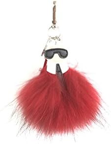 Red Fluffy Real Fox Fur Karl Bag Bugs Charm Fur Pompom Monster Keychain Tassel