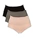 Emprella Control Top Underwear High Waist Wavy Solid Color Tummy Control Cotton Panty Briefs- 3 Pack (Large/X-Large, Black/Tan/Taupe)