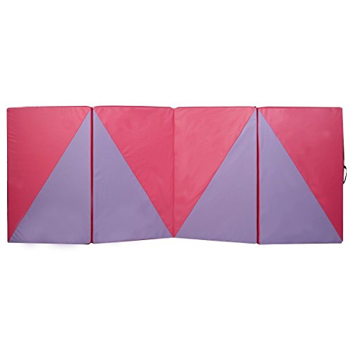 4'x10'x2" Thick Folding Panel Gymnastics Mat Gym Exercise Pink/Purple