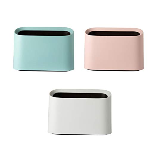 Mini Waste Can Minimalism Design Trash Bin Wastebasket for Home or Office (White)