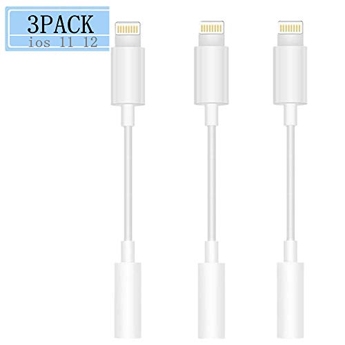 iPhone Headphone Adapter (3 Pack), LuettBiden Compatible with iPhone 7/7Plus /8/8Plus /X/Xs/Xs Max/XR Adapter Headphone Jack, 3.5 mm Headphone Adapter Jack Compatible with iOS 12