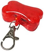TurboTech Dog LED Safety Light Collar Charm with ID Tag and Clip, Battery Included (Red)