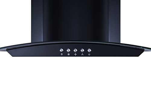 Winflo New 30" Convertible Wall Mount Range Hood in Black with Black Aluminum Mesh filter, Ultra bright LED lights and Push Button 3 Speed Control