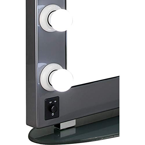 Hiker 12 Led Dimmer Light Pc Body and Glass Base Hollywood Vanity Makeup Mirror Table Top Wall Mount, Silver