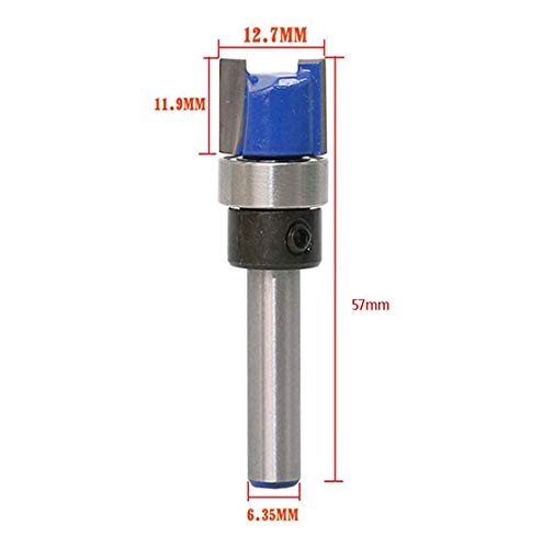 Autoly 2 Flute 1/4 Inch Shank Top Bearing Flush Trim Pattern Router Bit Woodworking Milling Cutter Tool 1set (1/4x1/2x11.9,1/4x1/2x25,1/4x1/2x20) - Thumbnail 3