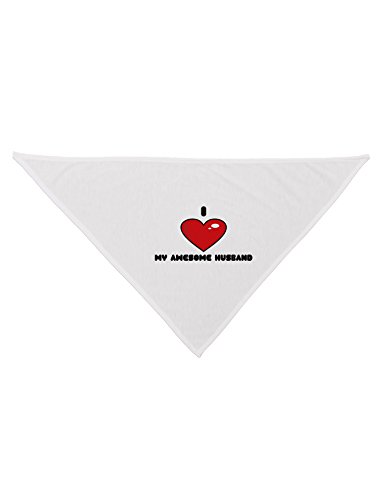 TooLoud I Heart My Awesome Husband Printed White Dog Bandana 26"
