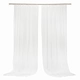 Ling's moment Wrinkle-Free White Sheer Backdrop Curtains 10ft x 10ft Chiffon Fabric Drapes for Wedding Ceremony Arch Party Stage Decoration