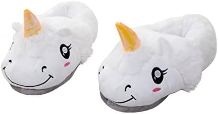 AIIGOU Adult Warm Plush Unicorn Slippers Cute Cartoon Indoor Shoes