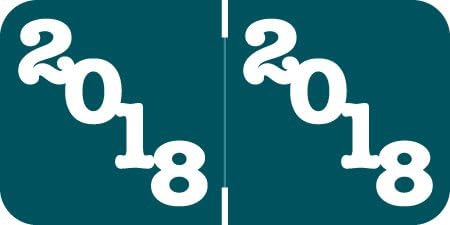 2018 Year Labels, Jeter Compatible Series, Teal, 500/Roll, 1 Roll, 3/4" x 1-1/2"