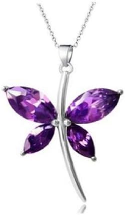 Goldminetrade Jewelry 925 Sterling Silver Marquise Simulated Amethyst Butterfly Pendant Necklace 18 Inch