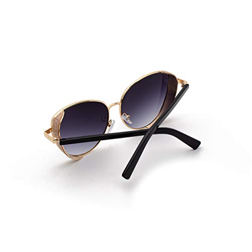 Retro Vintage Sun Glasses For Men, Cat Eye Sunglasses For Women Metal Frame Outdoor Eyewear Stylish Driving Eyeglasses(Black) - Thumbnail 2