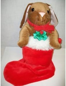 The Velveteen Rabbit Red Bow w Holly in Stocking Target 1985 Rabbit Ears Holiday Plush 12''