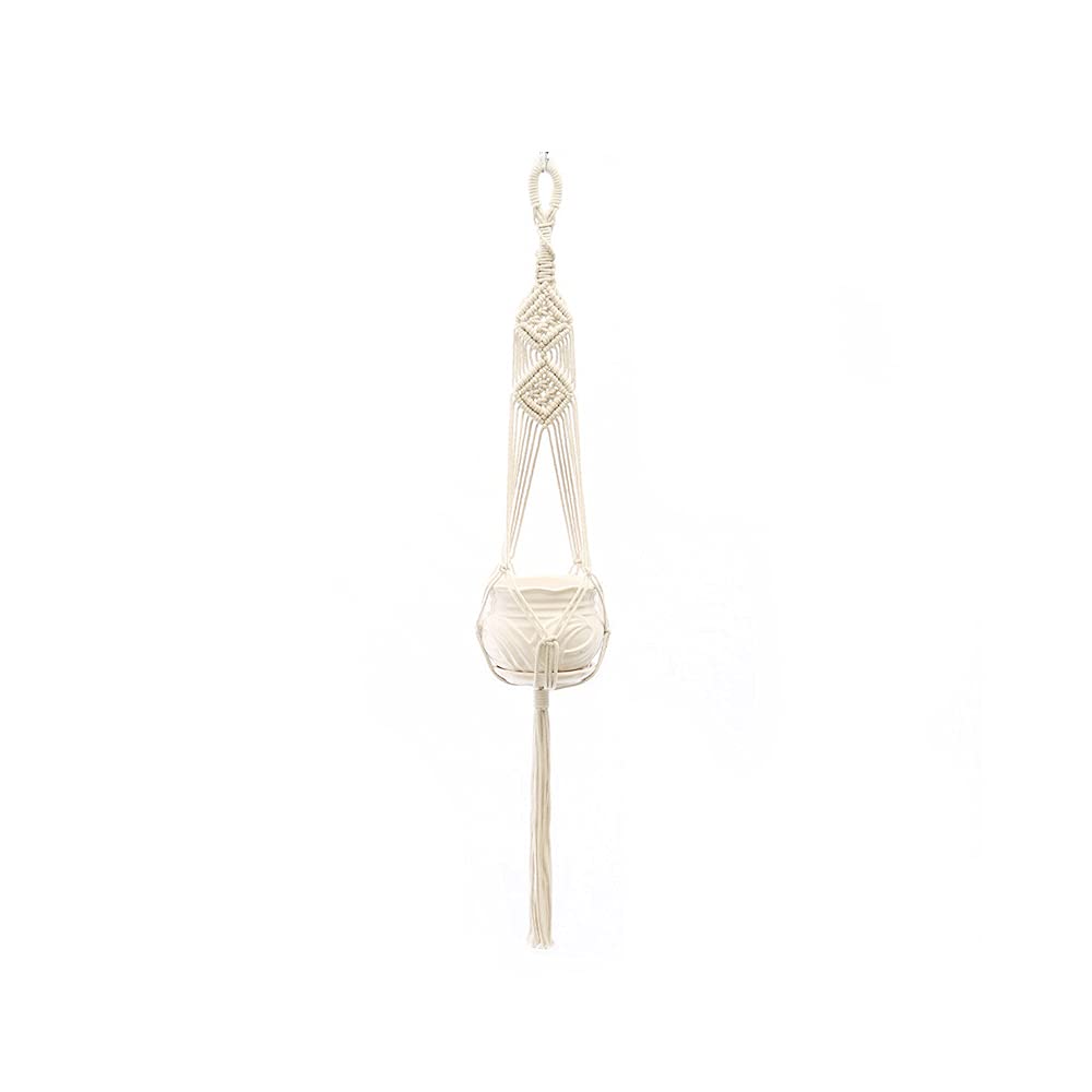Tiardey DIY woven cotton rope flower pot Hanger, Handmade Plant Holder for Gift Round & Square Pots Indoor and outdoor hanging basket-Double flower tassel