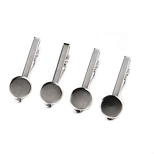 Pomeat 8 pcs Blank Tie Clipswith 16mm Circel Bezel for Personalized Gift for Him
