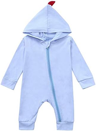 Littay Newborn Baby Boys Girls Dinosaur Zipper Hooded Romper Jumpsuit Outfits Clothes