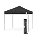 E-Z UP Pyramid Instant Shelter Canopy, 10' x 10' with Wide-Trax Roller Bag & 4 Piece Spike Set, Black