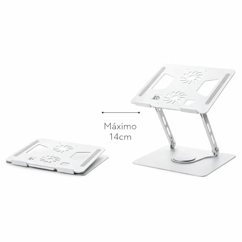 Suporte para Notebook e Tablet com Rotação 360°, Altura e Inclinação Ajustáveis e Braços Duplos — Alumínio Ergonômico Dobrável, 11 a 17 Polegadas, alta resistência