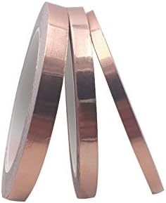 YUANXIA Stained Glass Foil Copper Tape with Conductive Adhesive Slug Repellent, EMI Shielding, Foil tape,Paper Circuits, Electrical Repairs (3pack)